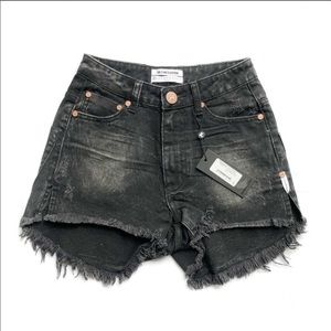 ONE TEASPOON HW BONITA DENIM SHORTS BLACK ANCHOR